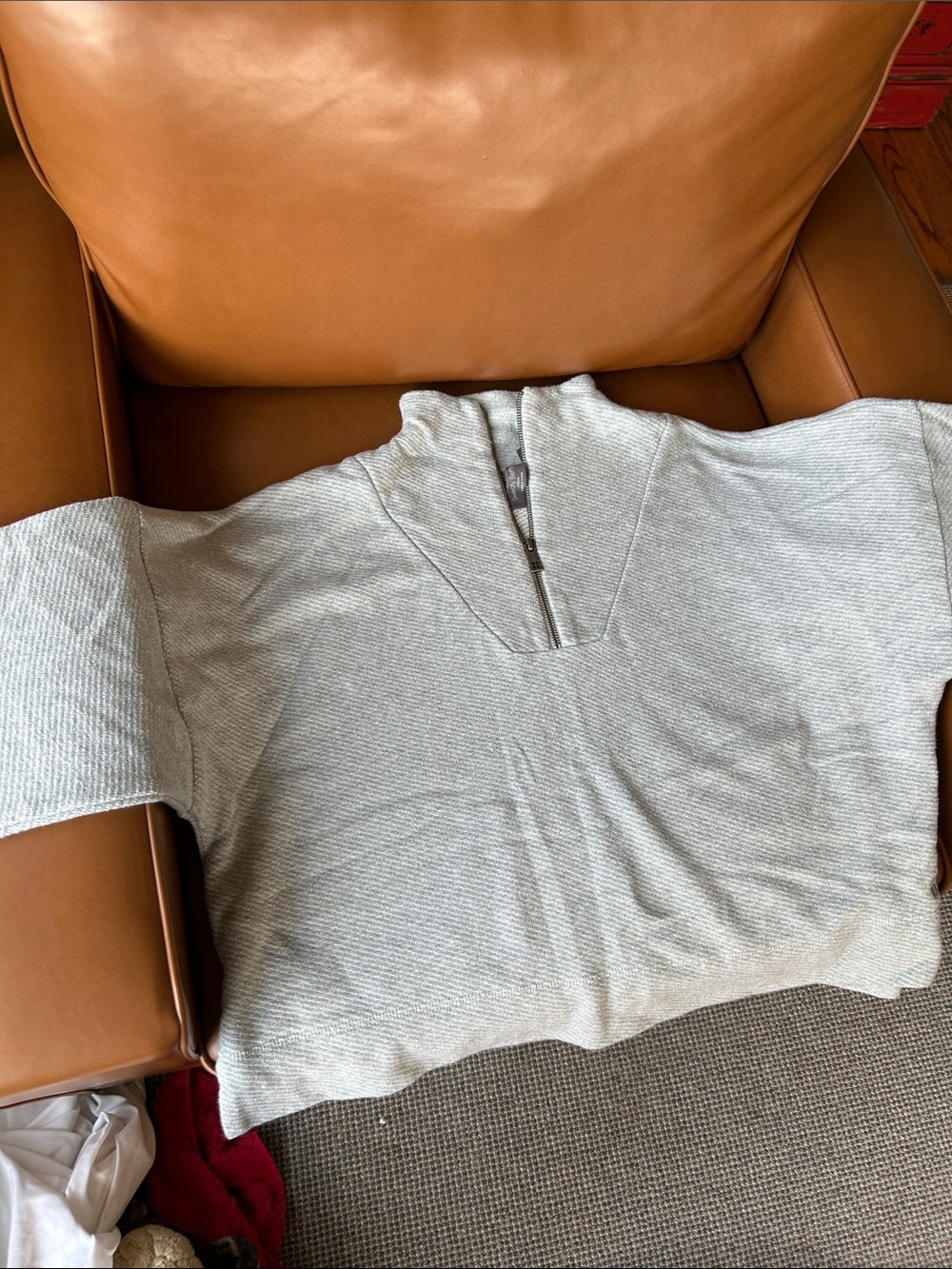 Sweaty Betty Light Gray Zip-Neck Sweater